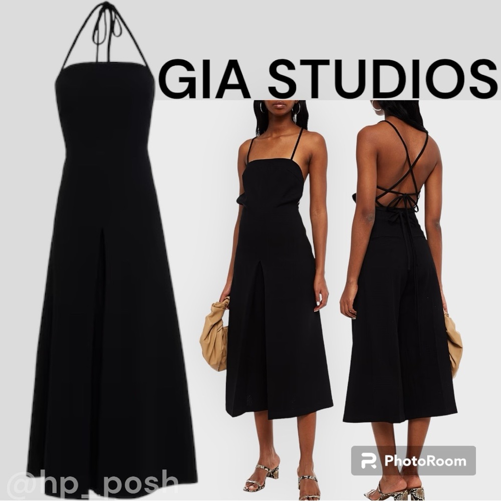 GIA STUDIOS | Cropped Pleated Crepe Wide-leg Jumpsuit | size 38